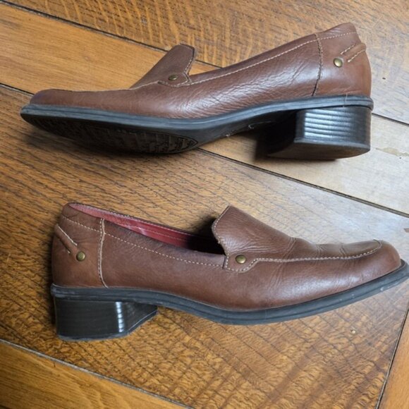 Naturalizer Women Brown Moc Split Toe Loafer Block‎ Heel Size 6.5    765N66 - Picture 5 of 8